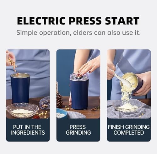 Electric Coffee Grinder Spice & Coffee Bean Grinder Stainless Steel 4 Blade Mixer Grinder for Masala & Herb Push Button Control Durable Grinding Machine for Dry Item