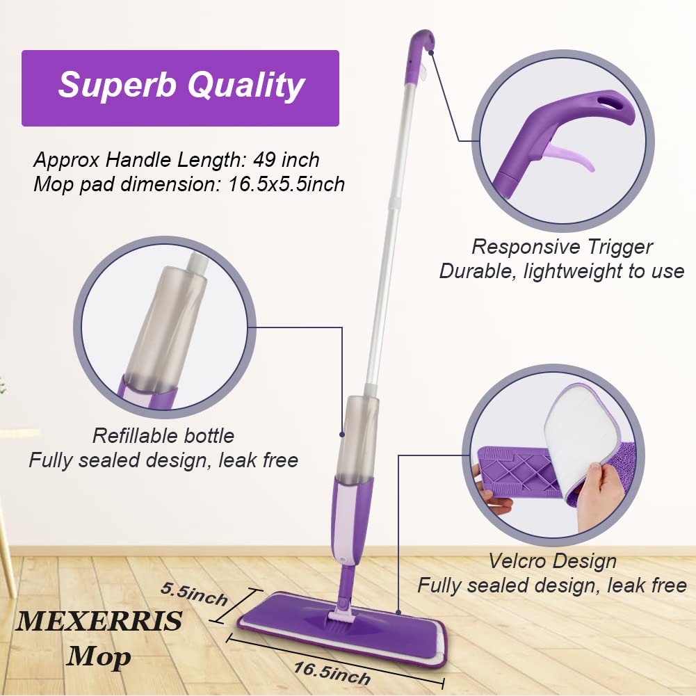 Aluminium Microfiber Floor Cleaning Spray Mop with Removable Washable Cleaning Pad and Integrated Water Spray Mechanism