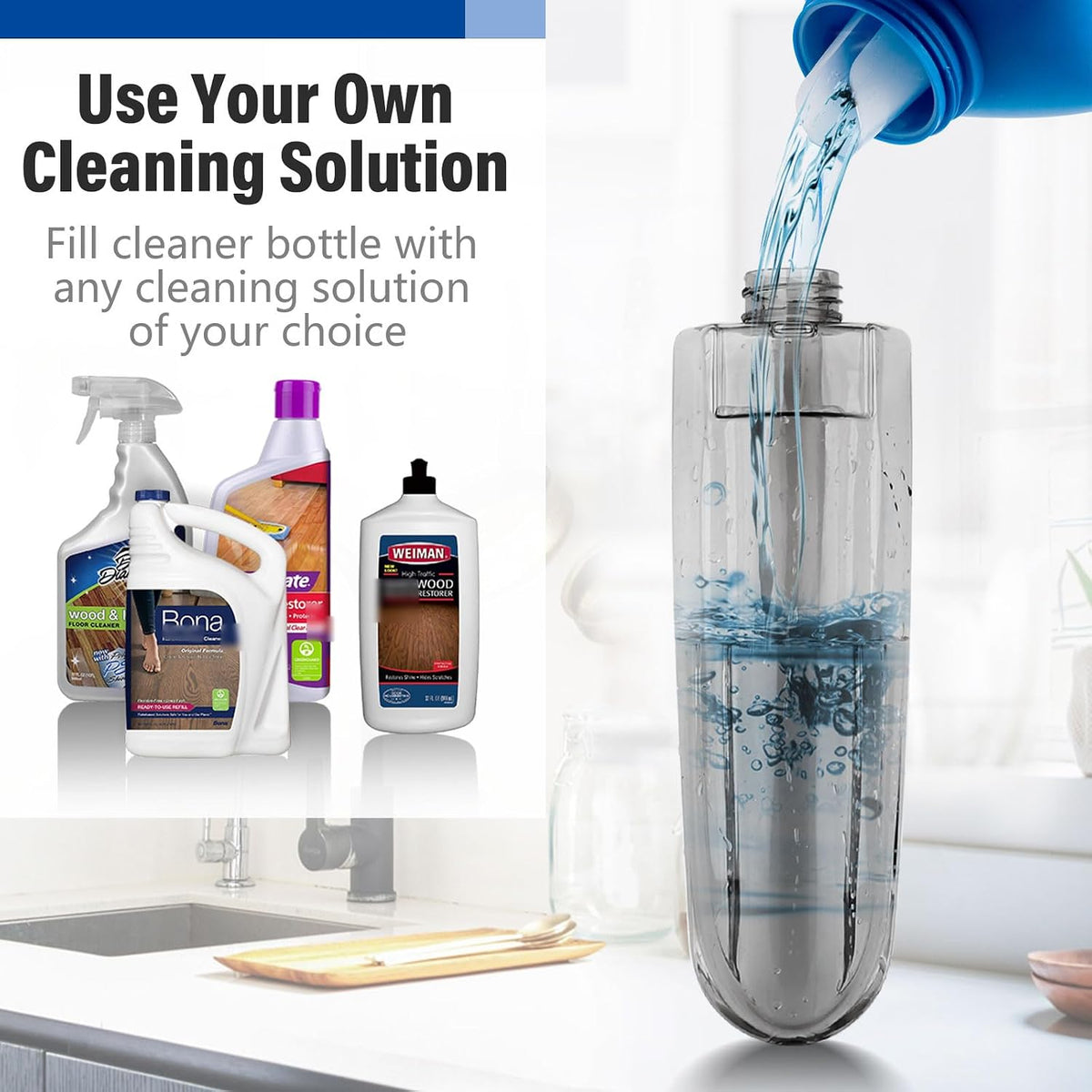 Aluminium Microfiber Floor Cleaning Spray Mop with Removable Washable Cleaning Pad and Integrated Water Spray Mechanism