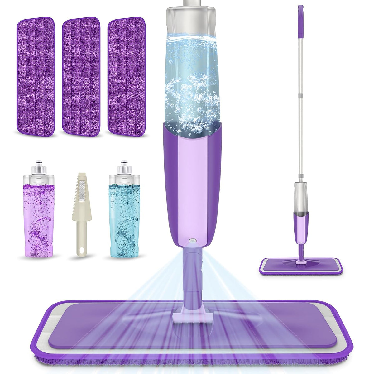 Aluminium Microfiber Floor Cleaning Spray Mop with Removable Washable Cleaning Pad and Integrated Water Spray Mechanism