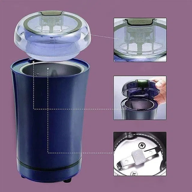 Electric Coffee Grinder Spice & Coffee Bean Grinder Stainless Steel 4 Blade Mixer Grinder for Masala & Herb Push Button Control Durable Grinding Machine for Dry Item